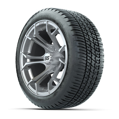 GTW® Spyder Silver Brush 14 in Wheels with 205/30-R14 Fusion Street Tires – Full Set