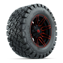 GTW® Stealth Black/Red 12 in Wheels with 22x10-12 Timberwolf All-Terrain Tires – Full Set