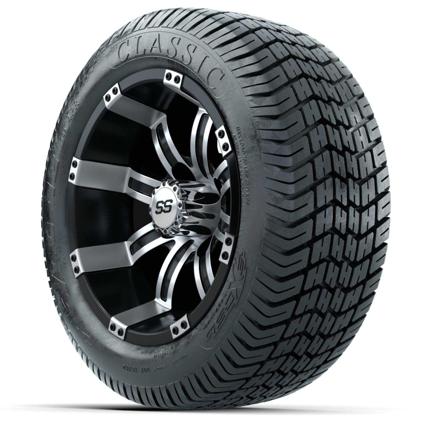 Set of (4) 12 in GTW Tempest Wheels with 215/40-12 Excel Classic Street Tires