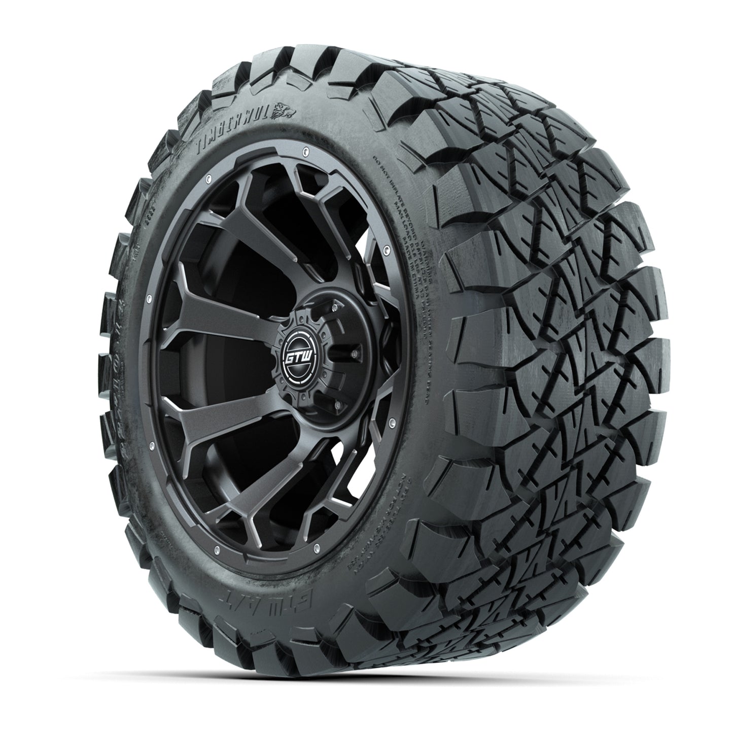 Set of (4) 14 in GTW Raven Wheels with 22x10-14 GTW Timberwolf All-Terrain Tires