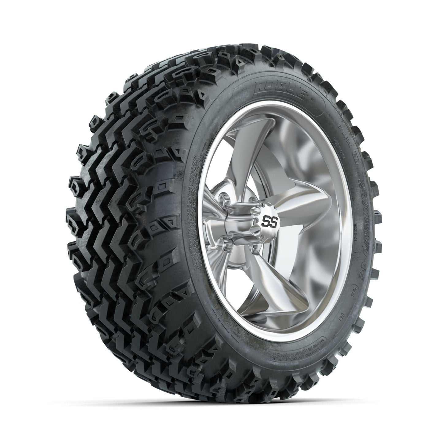 GTW Godfather Chrome 14 in Wheels with 23x10.00-14 Rogue All Terrain Tires - Full Set