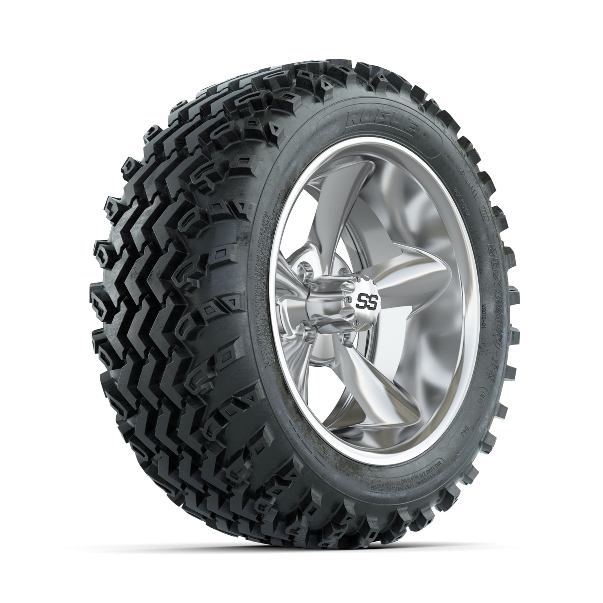 GTW Godfather Chrome 14 in Wheels with 23x10.00-14 Rogue All Terrain Tires - Full Set