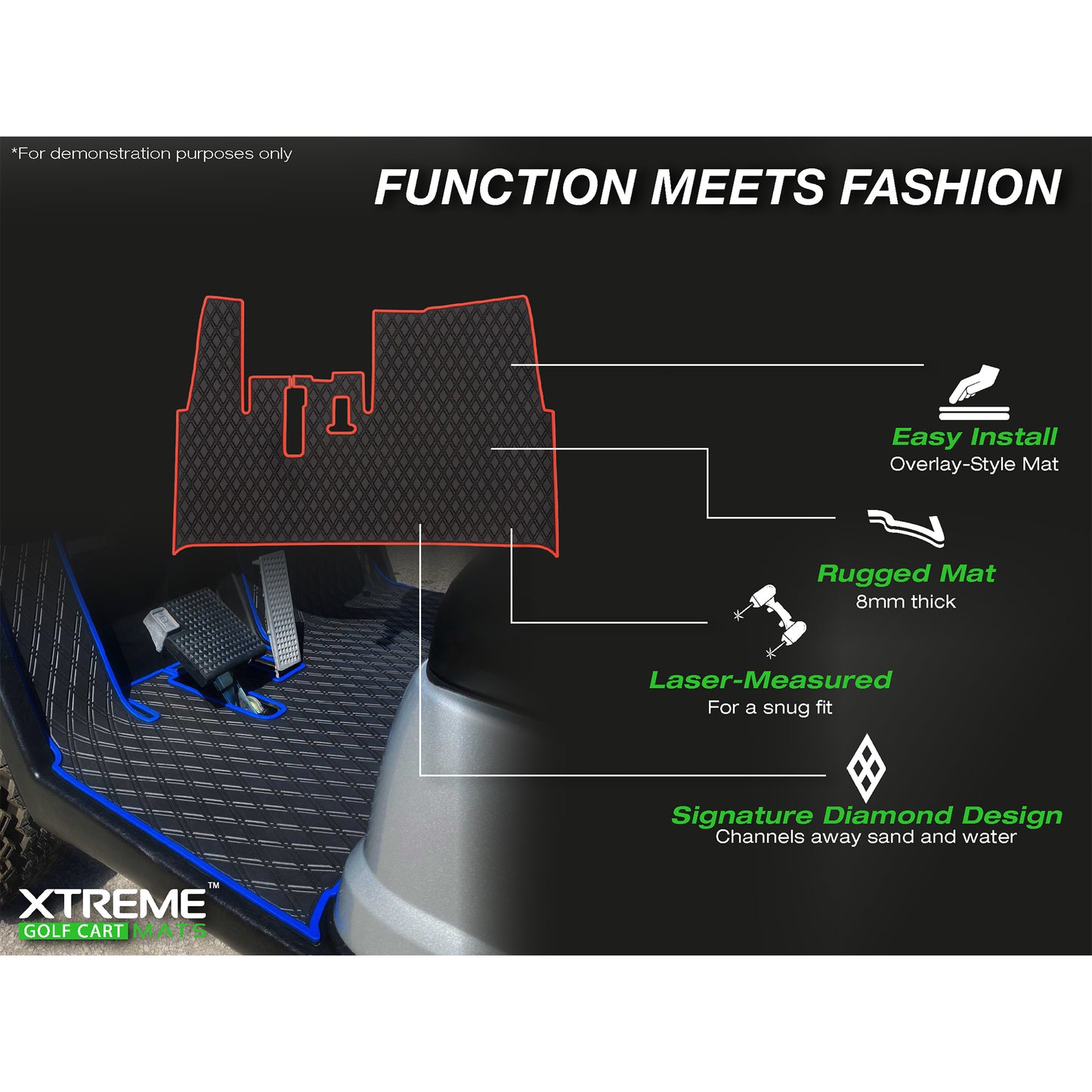 Xtreme Floor Mats for Yamaha Drive - Black/Green