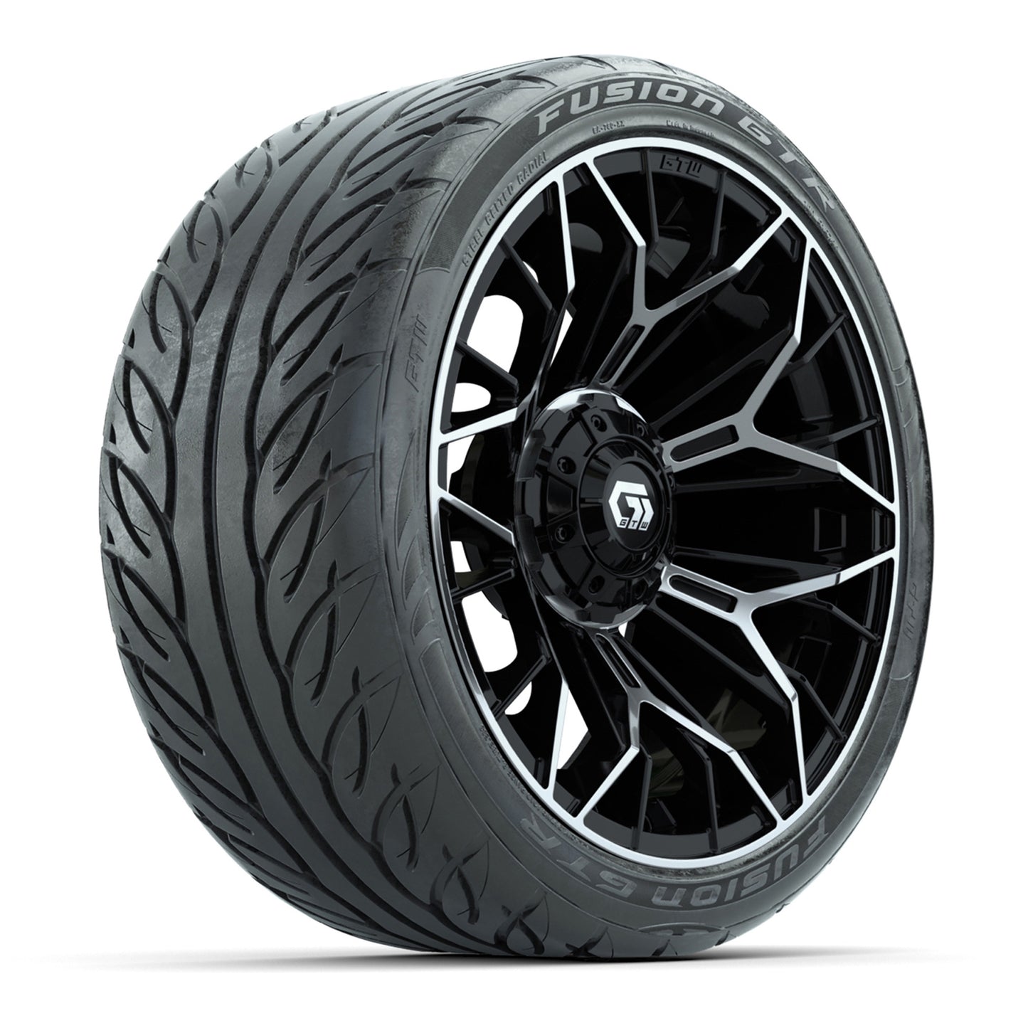 Set of (4) 15 in GTW® Stellar Machined & Black Wheels with 215/40-R15 Fusion GTR Street Tire