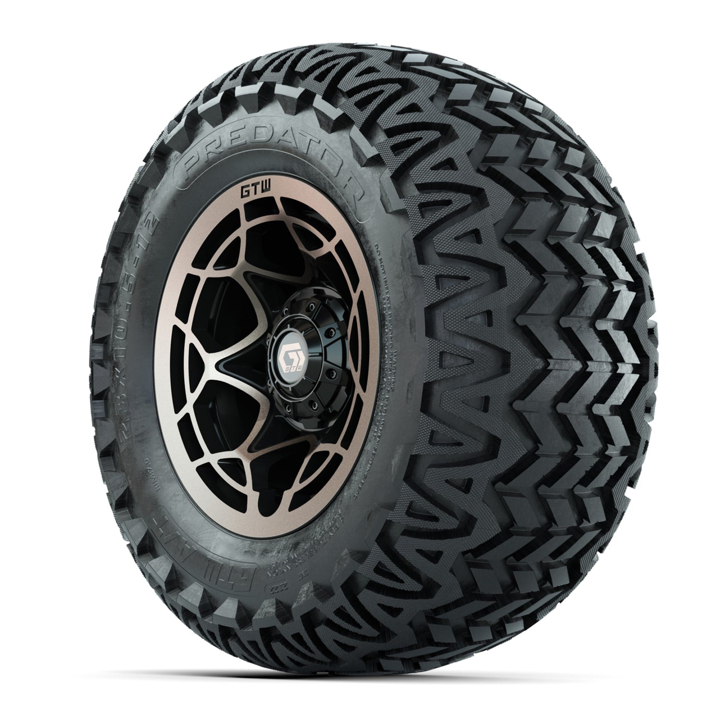 GTW® Nexus Black/Bronze 12 in Wheels with 23X10.5-12 Predator All-Terrain Tires – Full Set