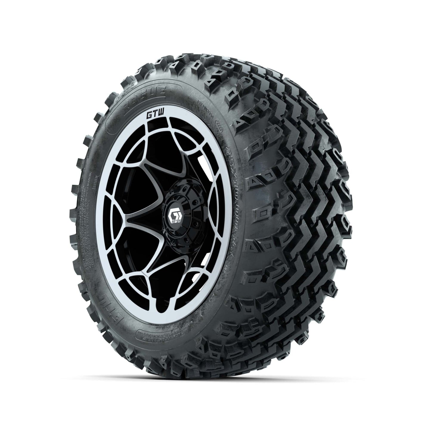 GTW® Nexus Black/Silver 14 in Wheels with 23X10.00-14 Rogue All-Terrain Tires – Full Set