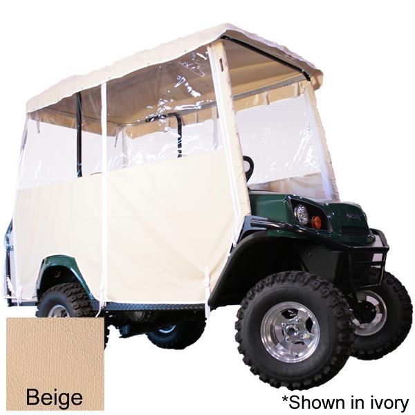 Club Car Precedent & Villager 4-Passenger Beige Over-The-Top Vinyl Enclosure w/80'' Stretch/Eagle Top