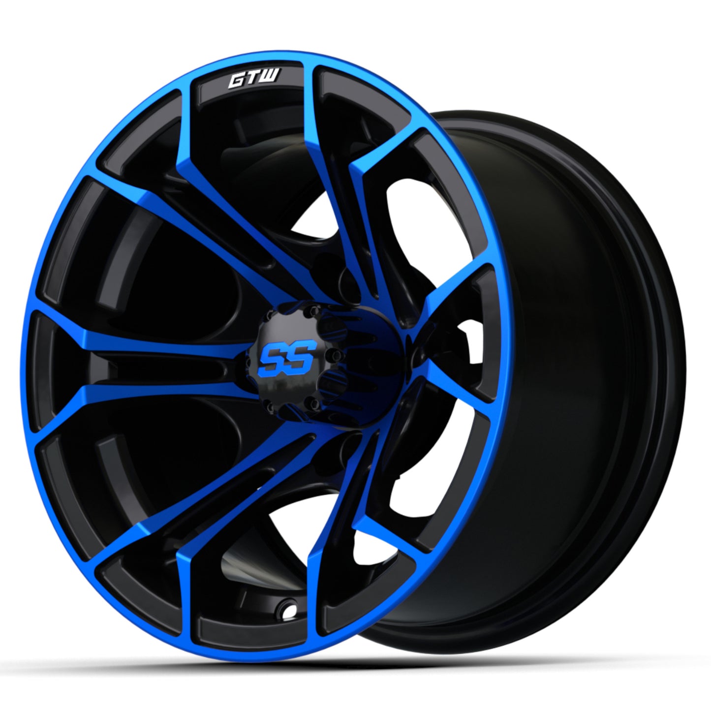 12″ GTW® Spyder Black with Blue Accents Wheel