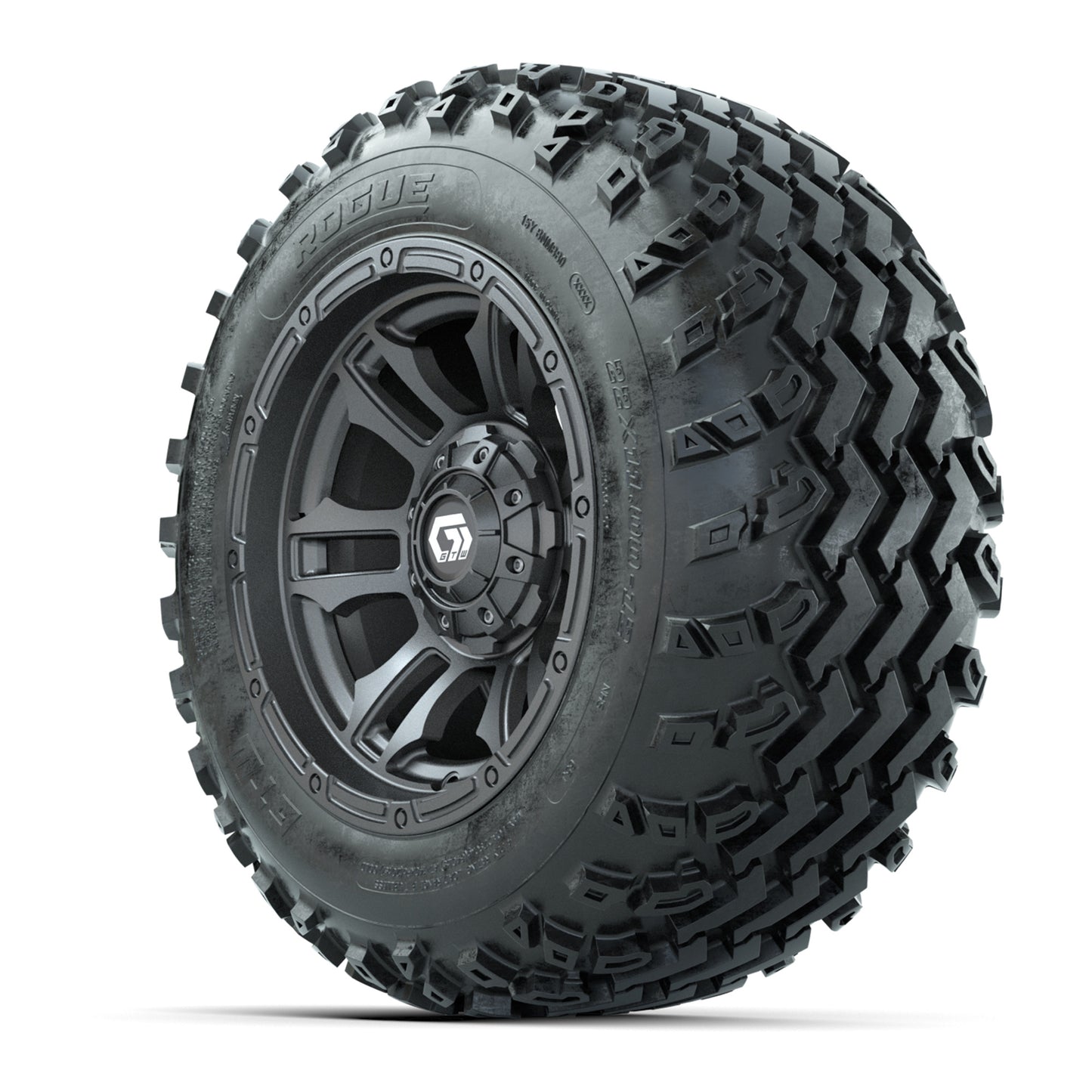 GTW® Shogun Gunmetal 12 in Wheels with 22x11.00-12 Rogue All-Terrain Tires - Full Set
