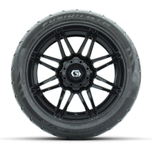 GTW® Stealth Gloss Black 14 in Wheels with 225/40-R14 Fusion GTR Steel Belt Radial Street Tires – Full Set