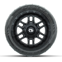 GTW® Titan Black/Machined 12 in Wheels with 215/40-R12 Fusion GTR Steel Belt Radial Street Tires – Full Set