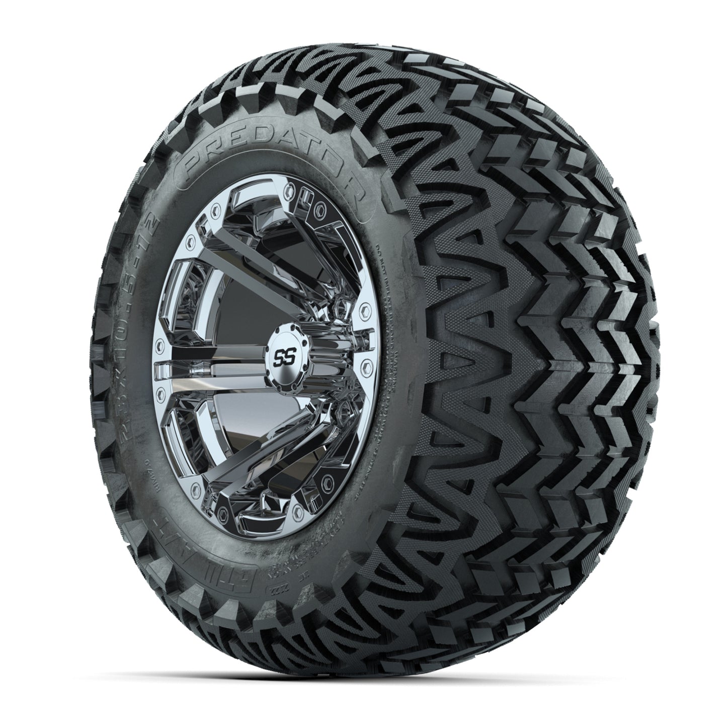 GTW Specter Chrome Wheels with 23in Predator A-T Tires - 12 Inch