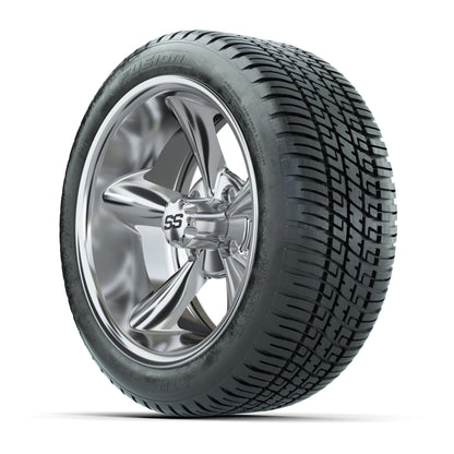 GTW® Godfather Chrome 14 in Wheels with 205/30-R14 Fusion Street Tires – Full Set