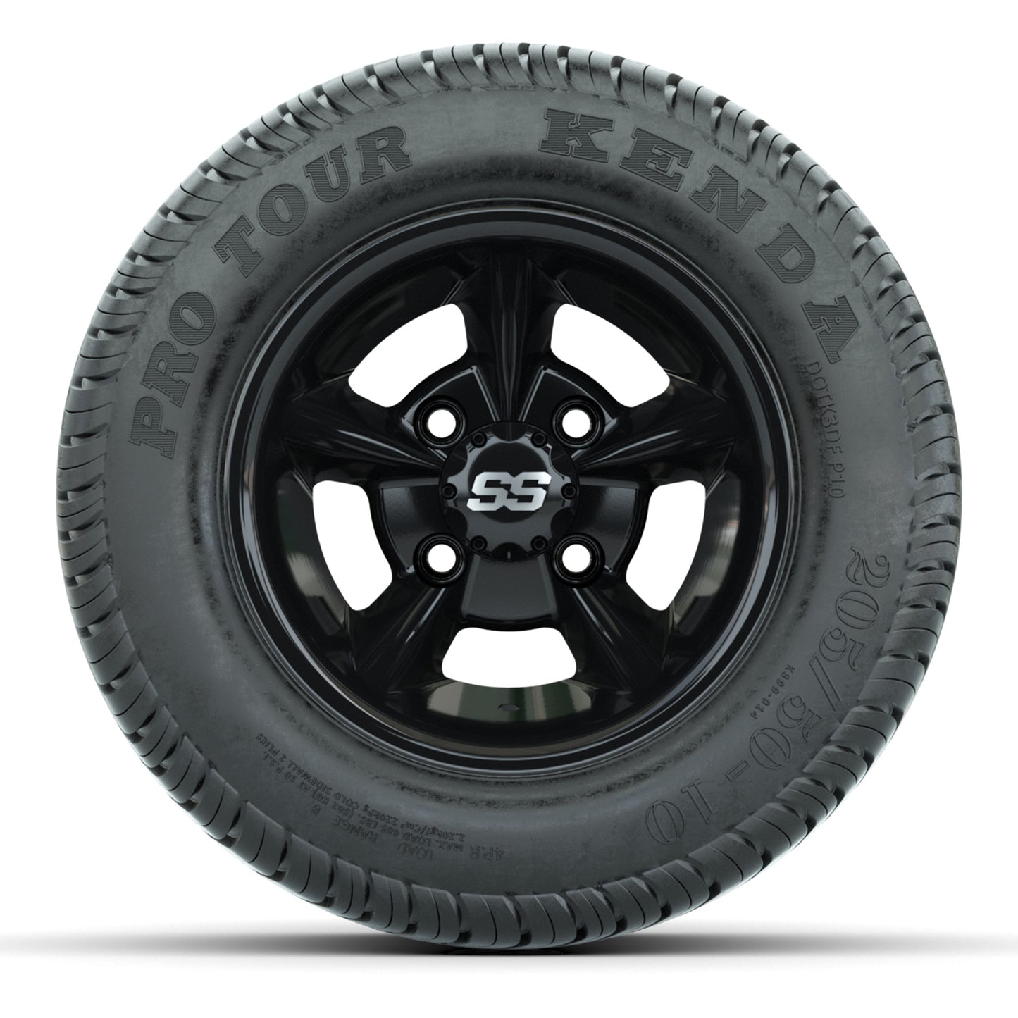 GTW Godfather Black 10 in Wheels with 205/50-10 Kenda Pro Tour Street Tires – Full Set