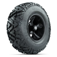 GTW® Godfather Black 12 in Wheels with 25X10-12 Barrage Mud Tires – Full Set