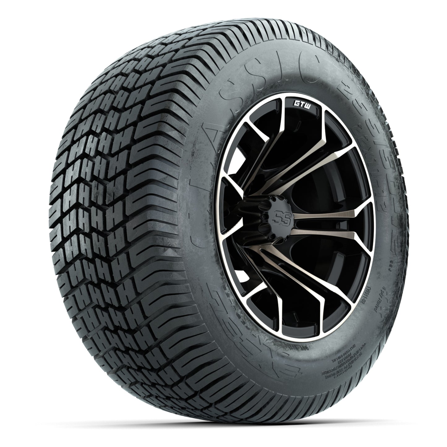 GTW® Spyder Matte Black/Bronze 12 in Wheels with 255/50-12 Excel Classic Street Tires – Full Set