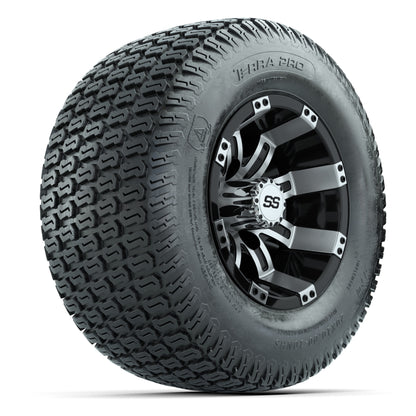 GTW Tempest Black/Machined 10 in Wheels with 20x10-10 S-Pattern Terra Pro Street Tires – Full Set