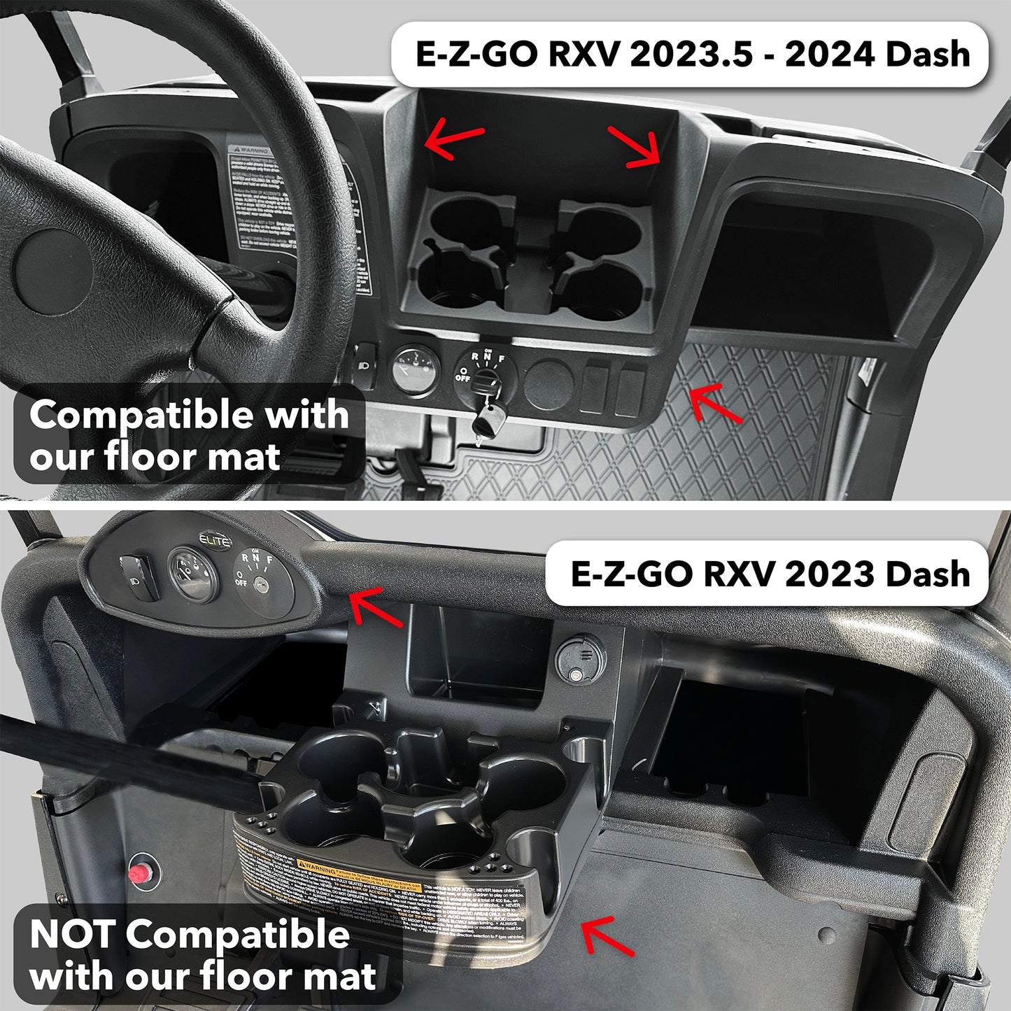 Xtreme Floor Mats for EZGO RXV & Valor 2024-Up – All Black