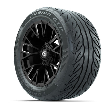 GTW® Vandal Matte Black/Machined 14 in Wheels with 255/45-R14 Fusion GTR Steel Belt Radial Street Tires – Full Set