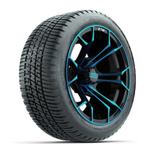 GTW® Spyder Black/Blue 14 in Wheels with 205/30-R14 Fusion Street Tires – Full Set