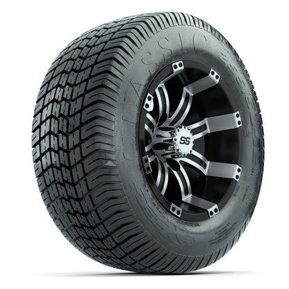 GTW® Tempest Black/Machined 12 in Wheels with 255/50-12 Excel Classic Street Tires – Full Set