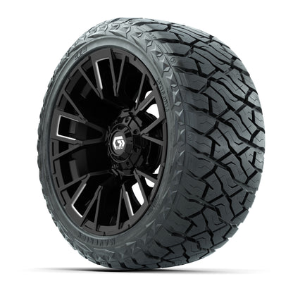 GTW Vandal Matte Black/Machined 14 in Wheels with 23x10.00-R14 Maverick All-Terrain Tires – Full Set