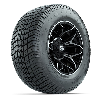 GTW® Stellar Black/Machined 12 in Wheels with 255/50-12 Excel Classic Street Tires – Full Set