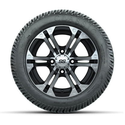 12” GTW Specter Black and Machined Wheels with Excel Lo-Pro Street Tires – Set of 4