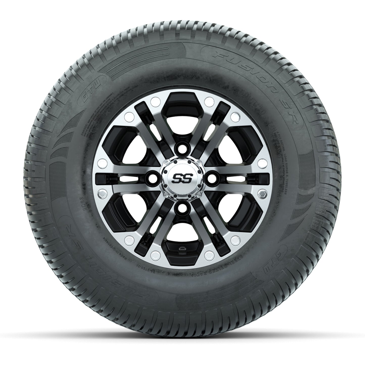 GTW Specter Black and Machined 10 in Wheels with 20in Fusion Street Tires - Set of 4