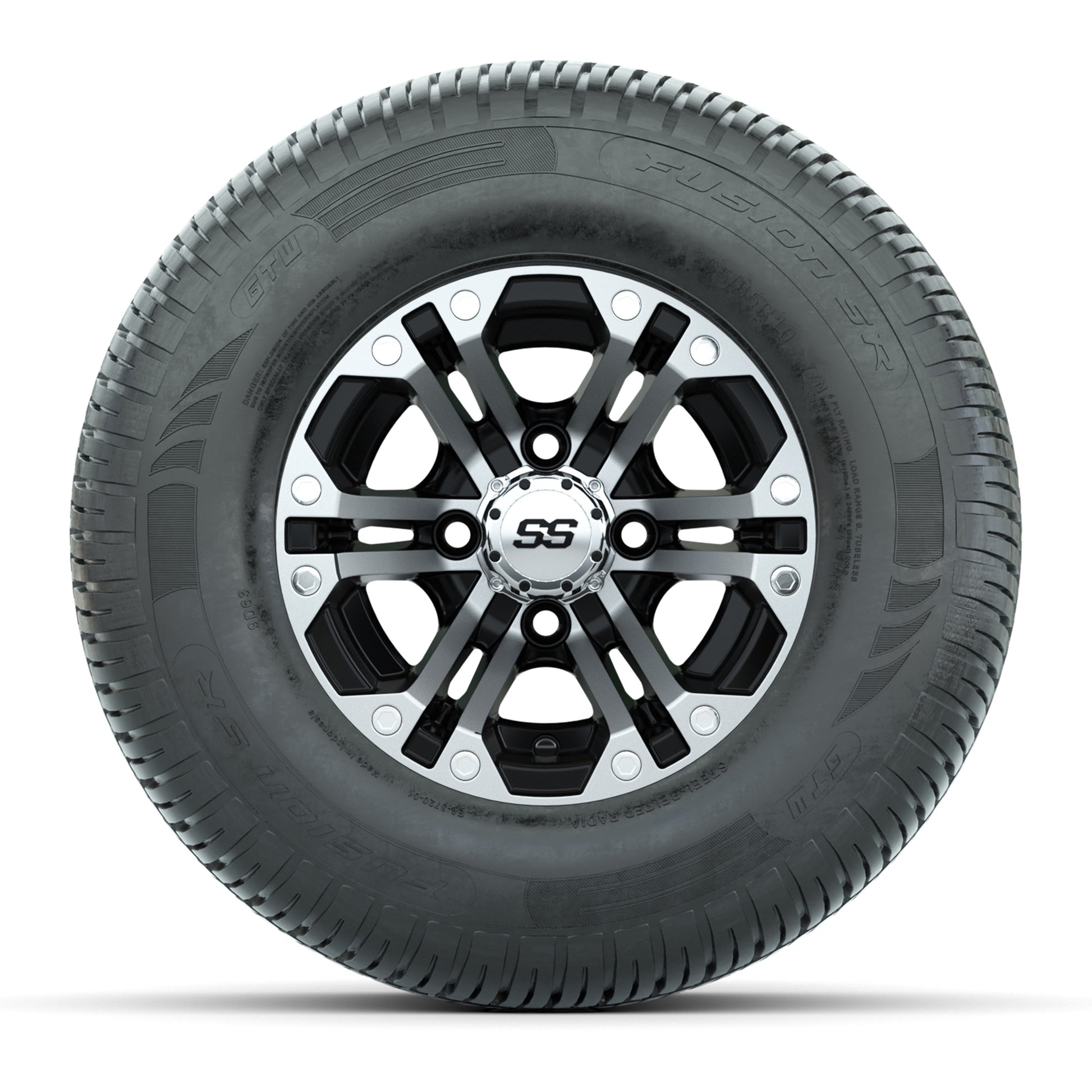 GTW Specter Black and Machined 10 in Wheels with 20in Fusion Street Tires - Set of 4
