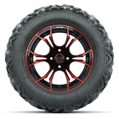 GTW Spyder Black/Red 14 in Wheels with 25x10-14 Barrage Mud Tires – Full Set