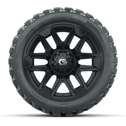 GTW® Graffiti Gloss Black 14 in Wheels with 23X10-R14 Nomad Steel Belt Radial All-Terrain Tires – Full Set