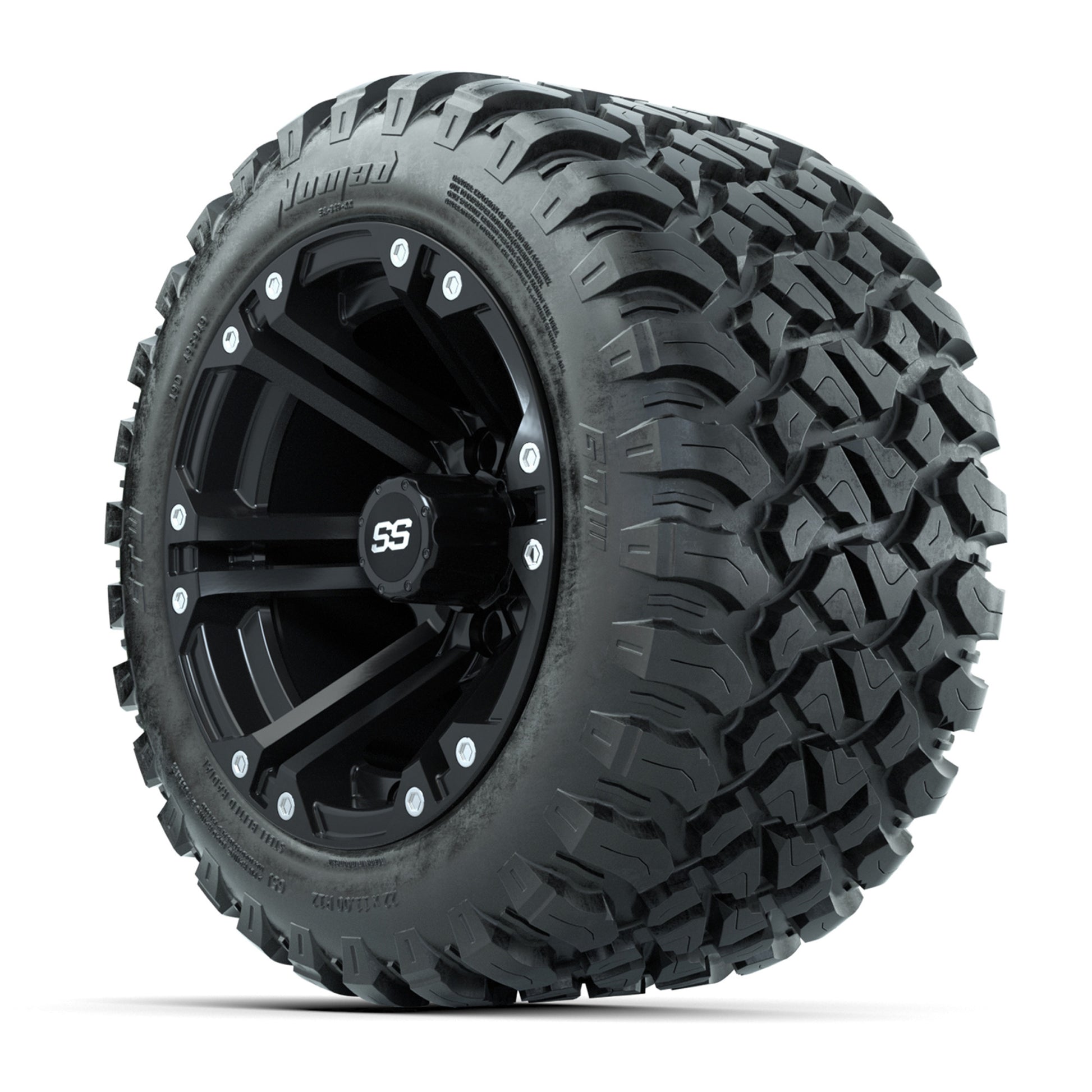 GTW® Specter Matte Black 12 in Wheels with 22X11-R12 Nomad Steel Belt Radial All-Terrain Tires – Full Set