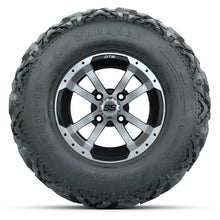 GTW® Storm Trooper Black/Machined 12 in Wheels with 25X10-12 Barrage Mud Tires – Full Set