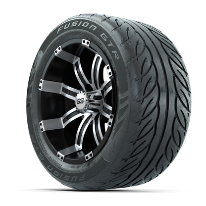 GTW® Tempest Black/Machined 14 in Wheels with 255/45-R14 Fusion GTR Steel Belt Radial Street Tires – Full Set