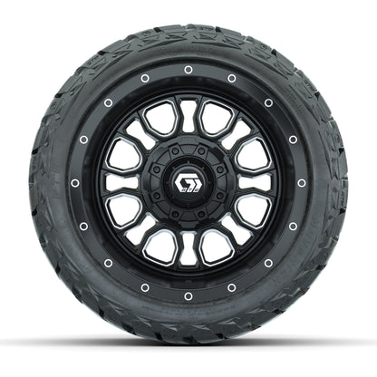 GTW Volt Black/Machined 12 in Wheels with 215/40-R12 Maverick Low-Profile All-Terrain Tires – Full Set