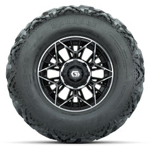 GTW® Stellar Black/Machined 12 in Wheels with 25X10-12 Barrage Mud Tires – Full Set