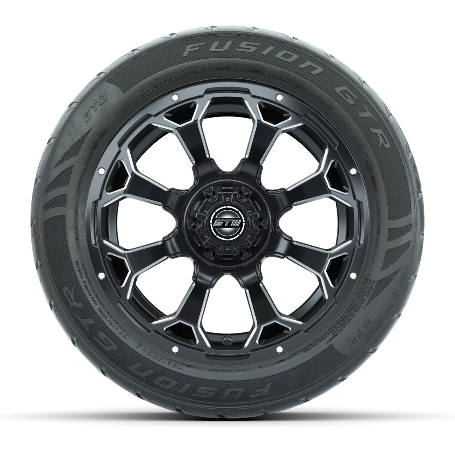 Set of (4) 14 in GTW Raven Wheels with 255/45-R14 Fusion GTR Street Tires