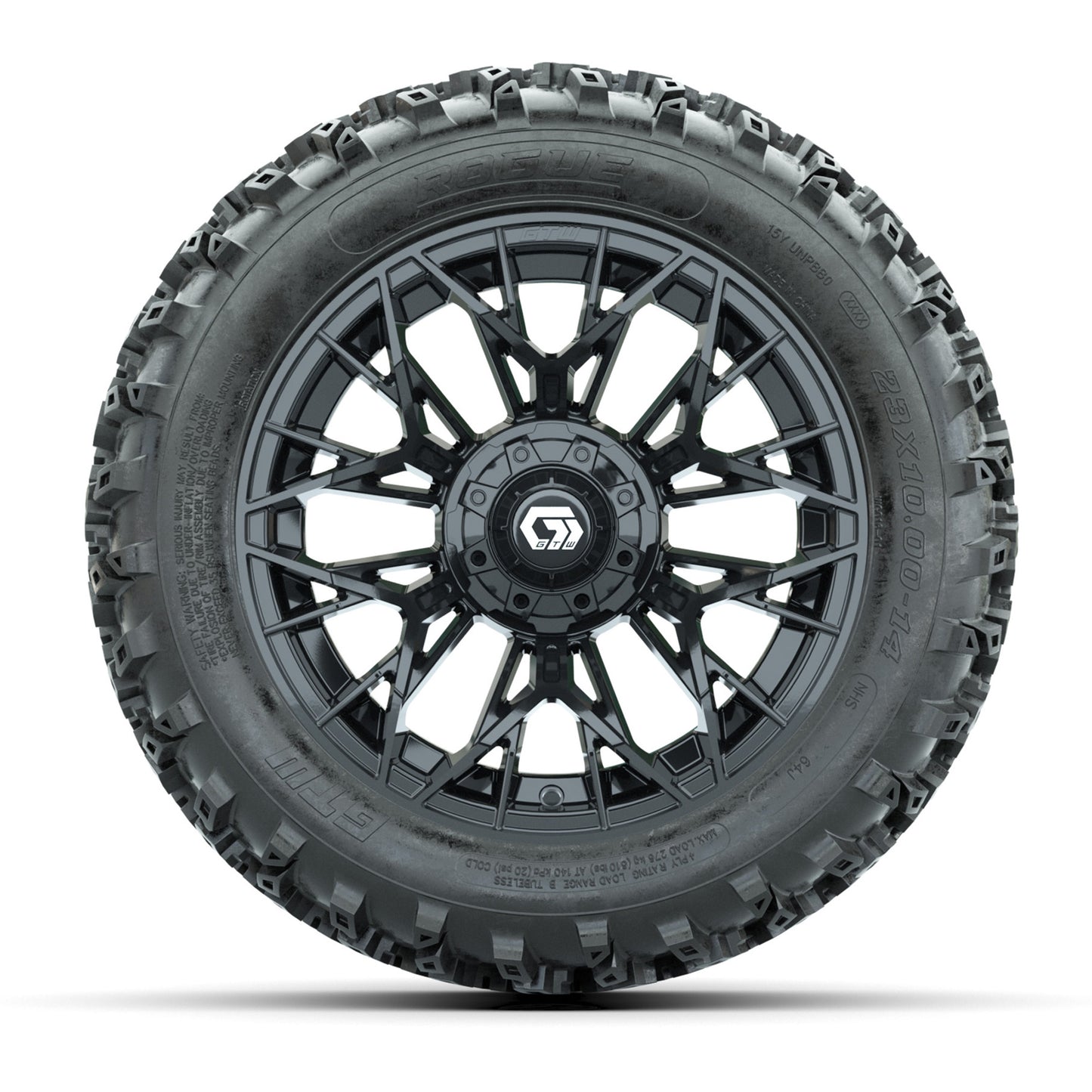 GTW Stellar Black 14 in Wheels with 23x10.00-14 Rogue All Terrain Tires - Full Set