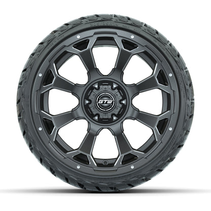 GTW® Raven Matte Gray/Ball Milled 14 in Wheels with 205/35-R14 Maverick Low-Profile All-Terrain Tires - Full Set