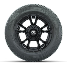 GTW® Vandal Matte Black/Machined 12 in Wheels with 215/50-R12 Fusion S/R Steel Belt Radial Tires – Full Set