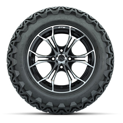 GTW Spyder Machined/Black 14 in Wheels with 23x10-14 GTW Predator All-Terrain Tires – Full Set