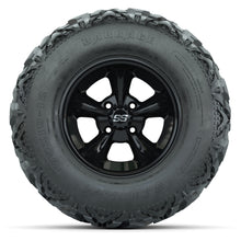 GTW® Godfather Black 12 in Wheels with 25X10-12 Barrage Mud Tires – Full Set