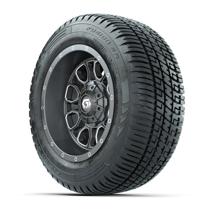 GTW Volt Gunmetal/Machined 12 in Wheels with 215/50-R12 Fusion S/R Street Tires - Full Set