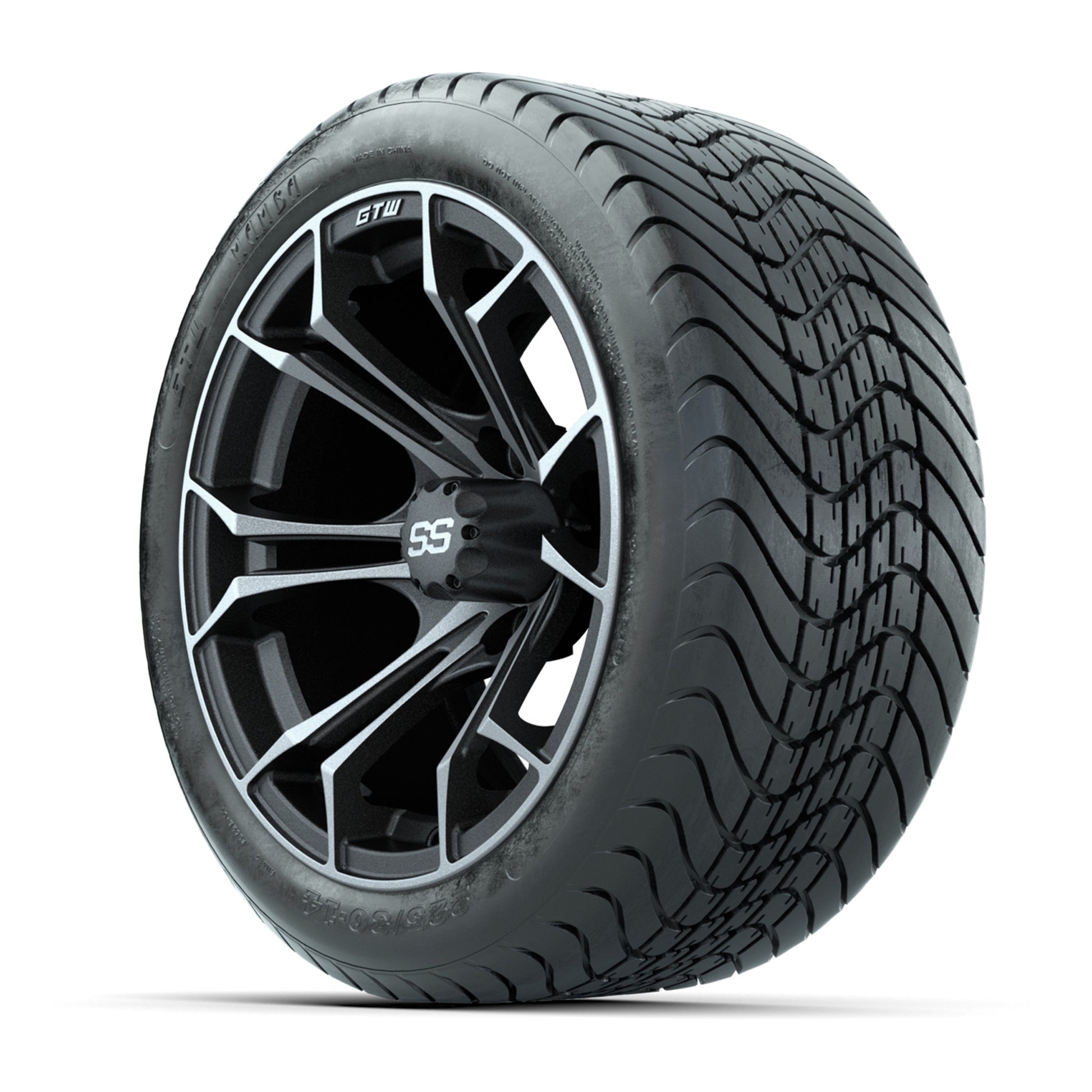 GTW Spyder Matte Grey 14 in Wheels with 225/30-14 Mamba Street Tires – Full Set