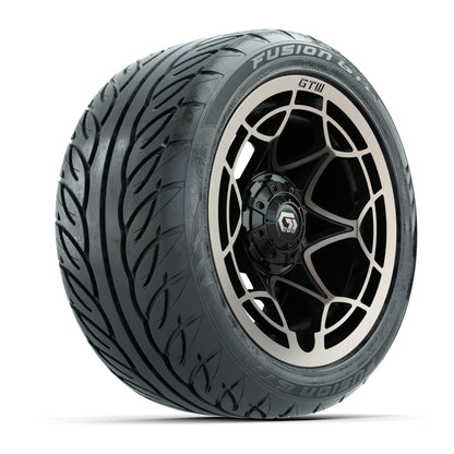 GTW® Nexus Black with Bronze Face 14 in Wheels with 225/40-R14 Fusion GTR Steel Belt Radial Street Tires – Full Set