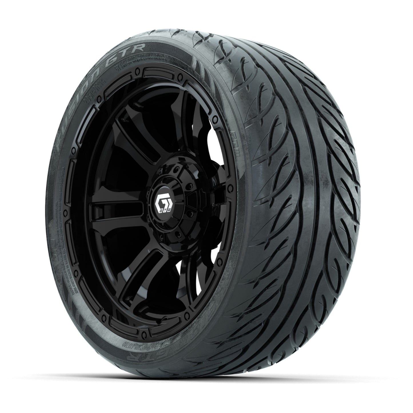 GTW® Shogun Gloss Black 14 in Wheels with 205/40-R14 Fusion GTR Steel Belted Street Tires – Full Set