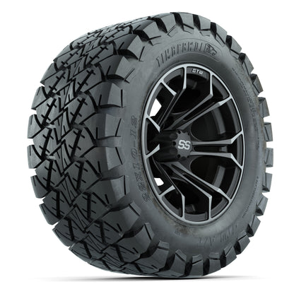 GTW® Spyder Matte Gray/Machined 12 in Wheels with 22X10-12 Timberwolf All-Terrain Tires – Full Set