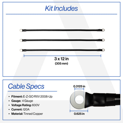 EZGO RXV 4-Gauge Battery Cable Set (Years 2008-Up)