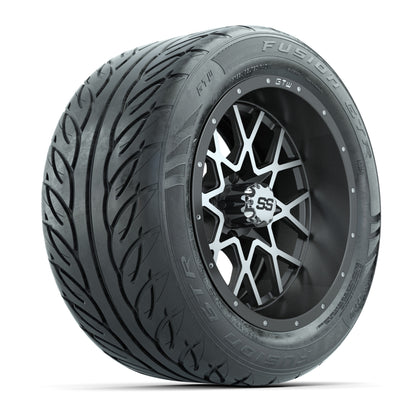 GTW® Vortex 2 Matte Gray/Machined 14 in Wheels with 255/45-R14 Fusion GTR Steel Belt Radial Street Tires – Full Set